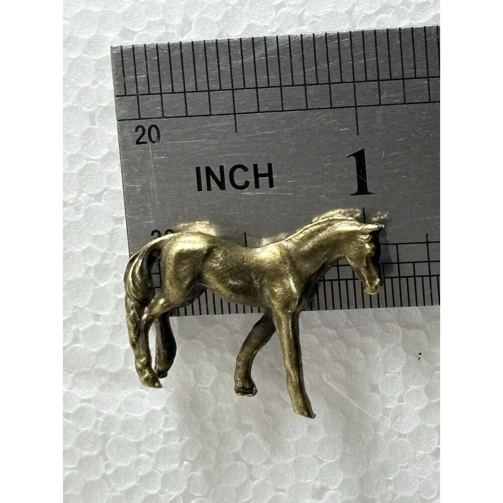Miniature Horse Brass Figurine Vintage Style Bronze Mini Statue - Picture 7 of 8